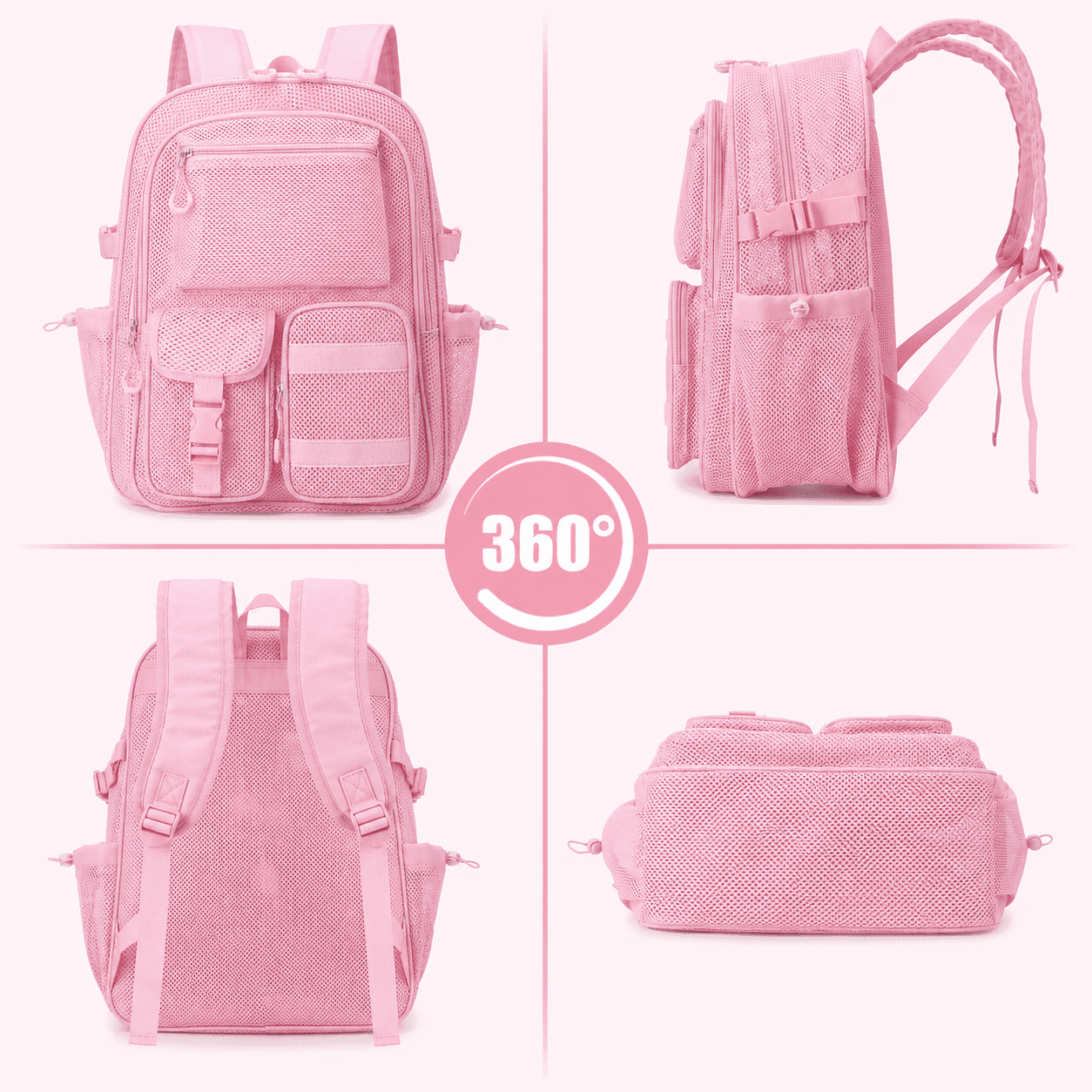 Soda Candy Heavy Duty Mesh Backpack See Through School Bookbag for School Swim Beach Travel