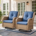 thumbnail image 5 of Gymojoy Outdoor Yellow Wicker Rattan Outdoor Patio 360° Swivel Rocking Glider Chair Set of 4 with High Back and Thick Cushions for Garden, Poolside, Backyard, 5 of 8