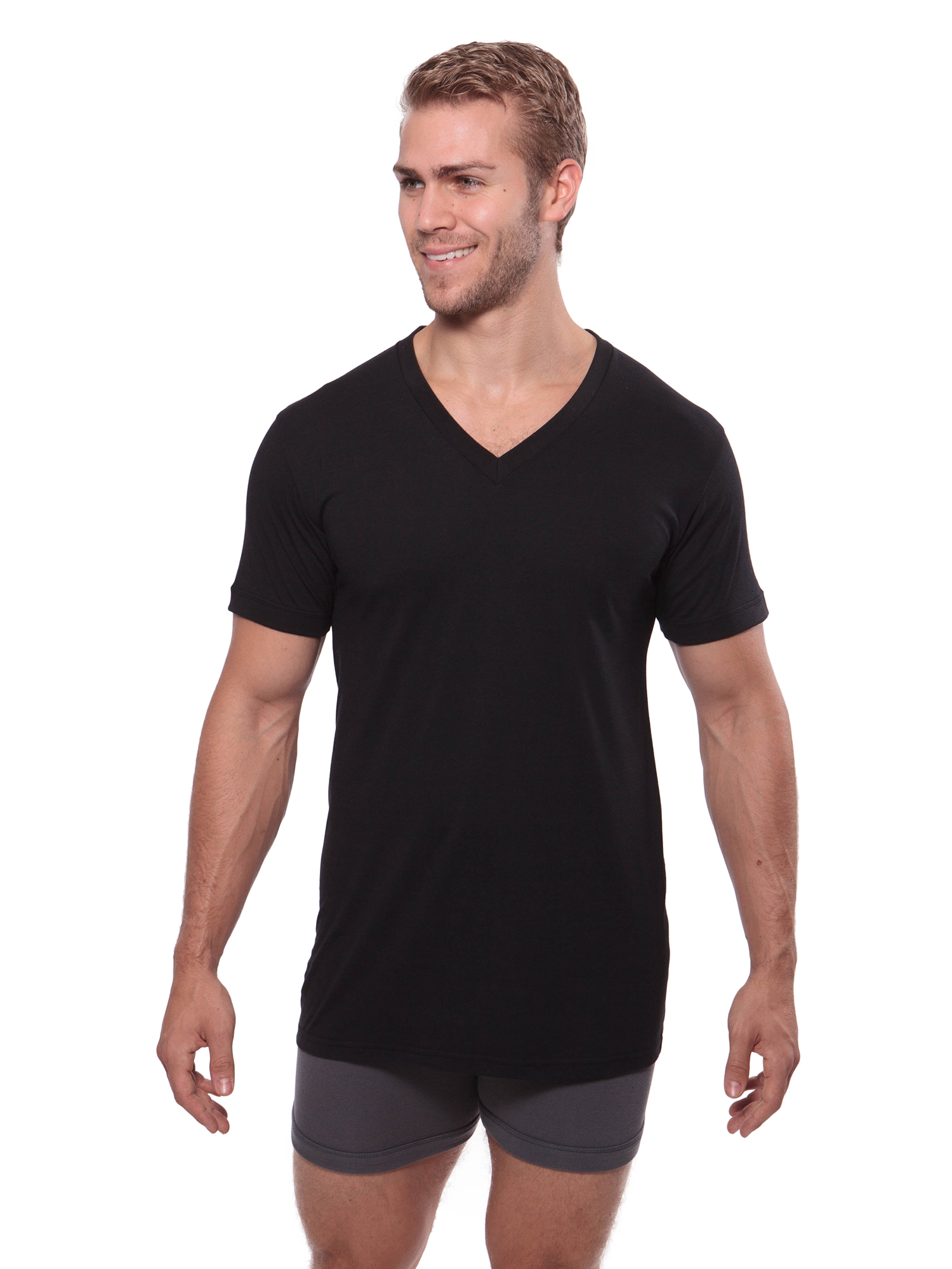 Loungewear Tee in Bamboo Viscose Texere Mens V-Neck Luxury Undershirt Meio