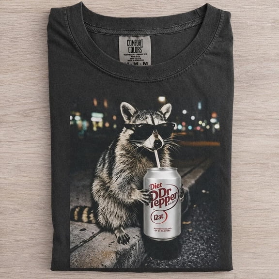 Raccoon Graphic Shirt, Vintage Diet Dr Pepper Raccoon Tee, Funny Trash Panda Shirt, Retro Soda Lover Shirt, Cute Raccoon