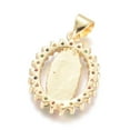 thumbnail image 3 of 5 pc Brass Micro Pave Cubic Zirconia Pendants Lady of Guadalupe Charms Long-Lasting Plated Oval with Virgin Mary Golden Colorful 20x15x2.5mm Hole: 5x3mm, 3 of 6