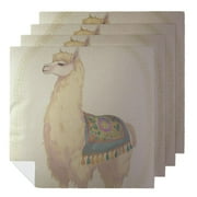 FANNA Decorative Llama Polyester Party Dinner Napkins | Washable Napkins for Table Decoration and Housewarming | Set of 4 6 PCS