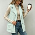 thumbnail image 5 of LUVDA Fleece Lapel Vest for Women - Button Up Sleeveless Warm Jacket with Pockets for Casual Outdoor Fall Winter Layering, 5 of 7