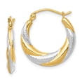 thumbnail image 4 of 10K Rhodium Plated Yellow Gold & Rhodium Twist Hollow Hoop Earrings, 4 of 5