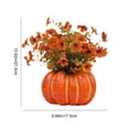 thumbnail image 3 of Centro de mesa de otoño con floras naranjas artificiales en jarrón de calabaza | Decoración de mesa de Halloween para Acción de Gracias | Arreglo floral otoñal realista | Base de espuma | 10,83x6,89, 3 of 7