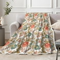 thumbnail image 5 of Colorful Floral Throw Blanket, Vintage Botanical Flower Leaf Printed Blankets for Women Girls, Soft Warm Lightweight Blanket for Bed Sofa Chair Office Travel Decor, 50X60IN, 5 of 5