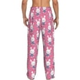 thumbnail image 3 of Uemuo Rabbit Holding Flowers Pattern Men's Wide Leg Palazzo Lounge Pants with Pockets Light Weight Loose Comfy Casual Pajama Pants-Small, 3 of 9