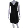 Pre-owned|Nanette Lepore Womens Back Zip Sleeveless V Neck Mini Dress Black Cotton Size 2