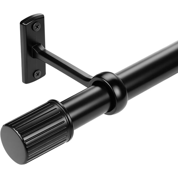 Small Curtain Rods for Windows 32 to 48 Inches, 1" Diameter Drapery Rod with Modern Solid Metal Finials for Outdoor, Bedroom, Kitchen, Black Window Rods, Modern Design, Easy Install