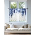 thumbnail image 4 of Sheer Curtains 45 Inch Length, Navy Blue Semi Sheer Curtains Light Filtering Window Treatment, Summer Botanical Leaves Watercolor Privacy Voile Drapes for Living Room Bedroom 52x45 Inch, 4 of 7