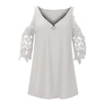 thumbnail image 4 of AOOCHASLIY Clothes Womens Blouses Short Sleeve Women Casual Soft Half Sleeve V-Neck Zipper Hollow Out T-Shirt Blouse Tops, 4 of 8