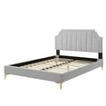 thumbnail image 3 of Platform Bed Frame, Full Size, Velvet, Light Grey Gray, Modern Contemporary Urban Design, Bedroom Master Guest Suite, 3 of 10