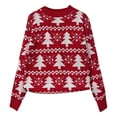 thumbnail image 5 of larppty Women's Christmas Tree Patterns Ugly Christmas Crew Neck Long Sleeve Sweater Jumper Pullover Knitted Printed Tops (Red, XL), 5 of 9