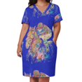 thumbnail image 3 of Vestido de noche de estilo coreano para mujer vestidos sueltos con bolsillos azul jinete Verano, 3 of 7