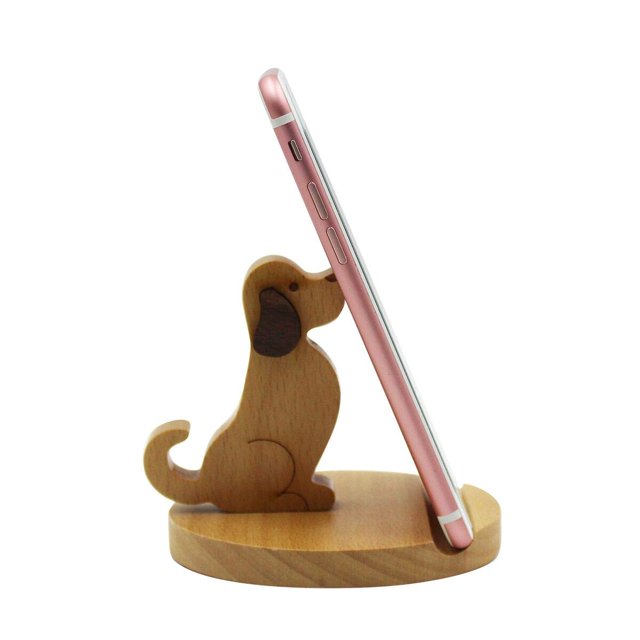 Soporte para teléfono Amamcy Cute Dog de madera para todos los teléfonos