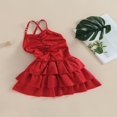 thumbnail image 2 of PENGXIANG Enfants Filles Robe Spaghetti Sangles Perles Plissée Été une Ligne Robe de Gâteau pour la Fête, 2 of 6