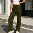 thumbnail image 6 of Women's Fleece Lined Wide Leg Cargo Sweatpants, Ghalytn Drawstring Elastic Waist Warm Multi-Pocket Streetwear Pants, 6 of 9