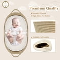 thumbnail image 3 of Baby Changing Basket with Pads and Safety Belt- 100% Cotton Boho Baby Moses Basket Changing Table and Thick Pad with Waterproof Mattress Cover, Nursery Decor in Taupe Color with Storage Bag, 3 of 9