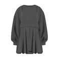 thumbnail image 4 of Womens Oversized Sweatshirt Dress Long Flowy Patchwork Pullover Tops Cute Drop Shoulder Sweatshirts Fall Long Sleeve Mini Dress Teen Girls Crewneck Solid Tunic Pleated Loose Clothing Beig, 4 of 5