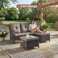 thumbnail image 2 of PARKWELL Outdoor Patio Wicker Furniture Set - 5 Piece Sectional Sofa Set with 3-Seat Sofa,2 Chairs and 2 Ottomans,Brown Wicker and Gray Cushion, 2 of 8