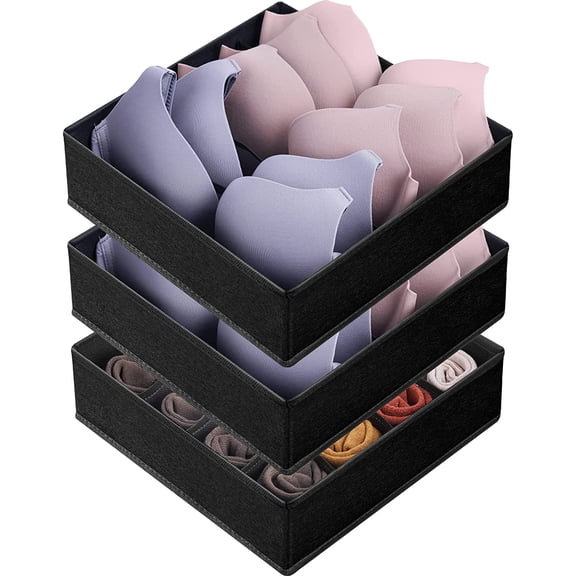 Paquete de 6 separadores organizadores de cajones para ropa de bebé, organizadores de clóset y almacenamiento para recámara, artículos esenciales para recámara, hogar, departamento (negro)