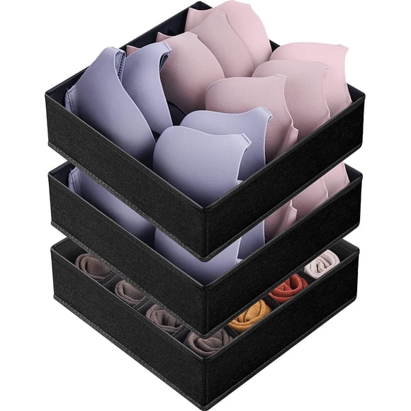 Paquete de 6 separadores organizadores de cajones para ropa de bebé, organizadores de clóset y almacenamiento para recámara, artículos esenciales para recámara, hogar, departamento (negro)