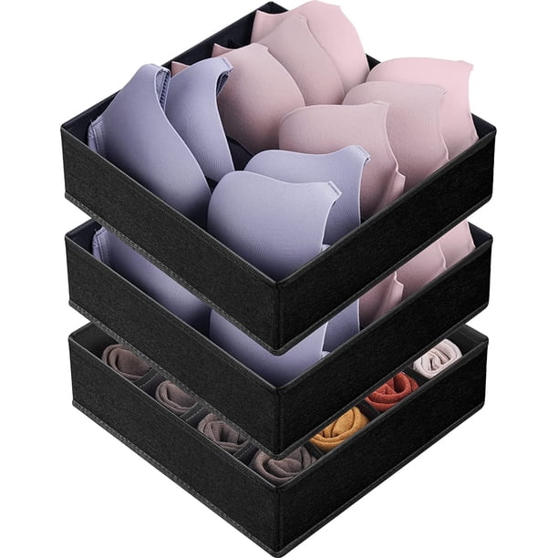 Paquete de 6 separadores organizadores de cajones para ropa de bebé, organizadores de clóset y almacenamiento para recámara, artículos esenciales para recámara, hogar, departamento (negro)