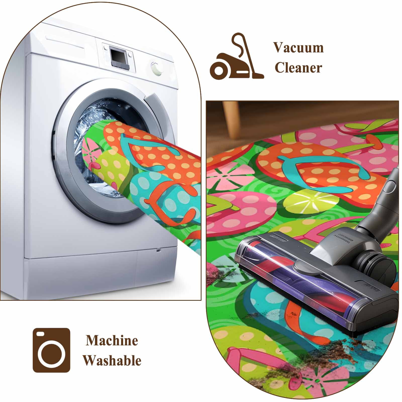Watercolor Flip Flop Area Rugs 2.7'x5', Washable Small Throw Rugs for Kitchen Bedroom, Ocean Beach Slippers Summer Indoor Outdoor Rug Non-Slip Low Pile Carpet Runner Reversible Floor Mats