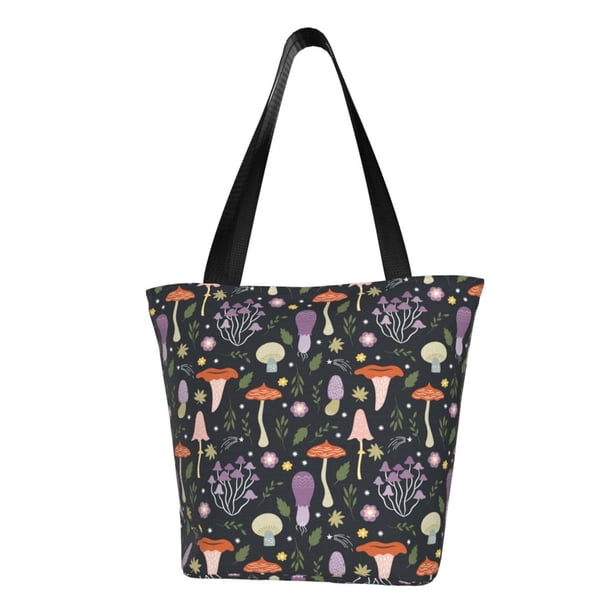 Fotbe Mushrooms Bolsa de Playa con Estampado, Bolsa de Hombro, Bolsa de Mano Espaciosa, Bolsa de Viaje Ligera, Bolsa de Compras Versátil