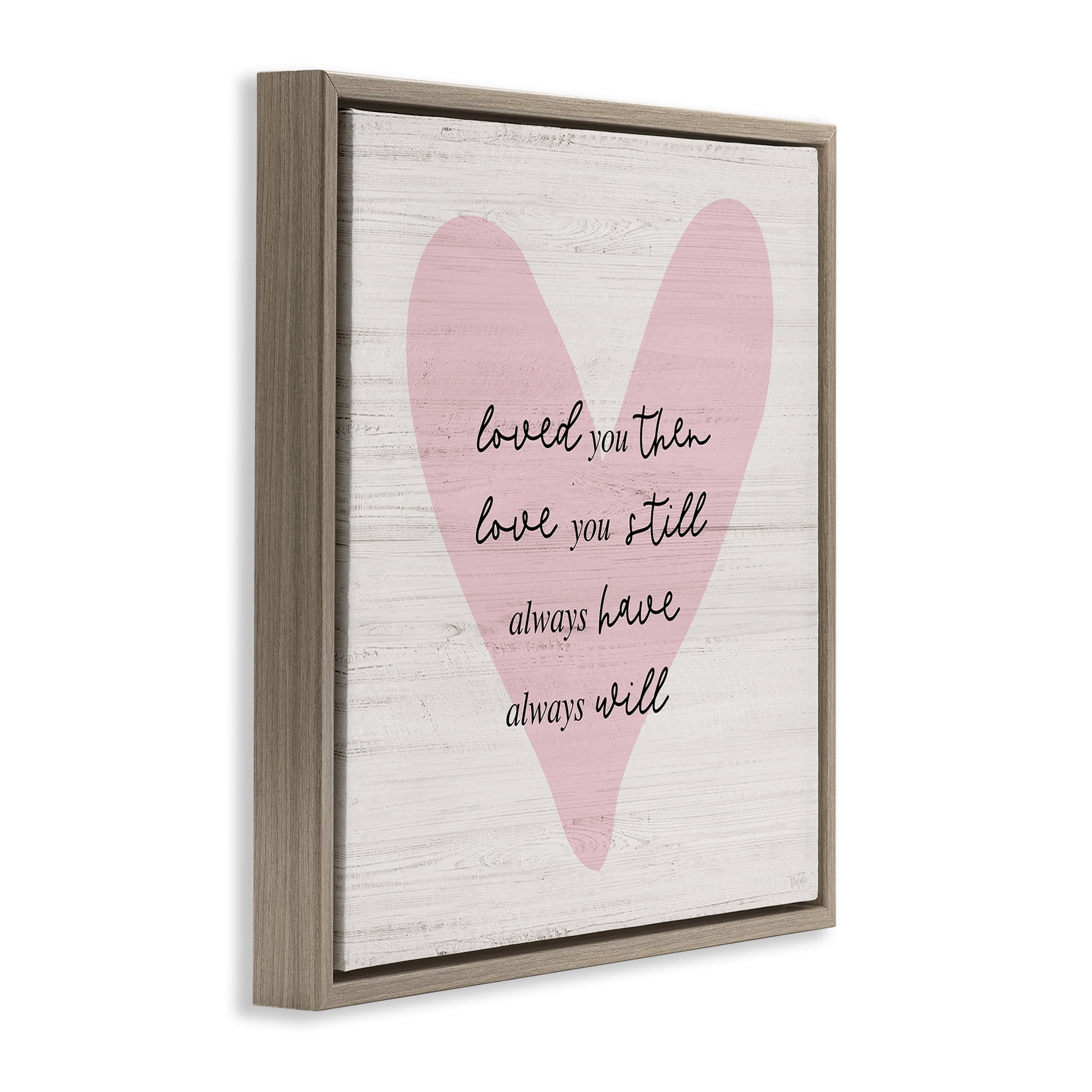 Stupell Industries Love You Still Heart Text & Numbers Painting Brown Floater Framed Canvas Art Print Wall Art, 18 x 18