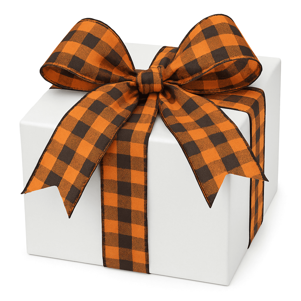 Halloween Tartan Plaid Wired Ribbon - 2 1/2" x 50 Yards, Orange & Black, Buffalo Plaid, Fall Decor, Autumn Wreath, Thanksgiving