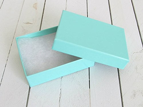 50 Teal Blue Cotton Filled Jewelry Gift Boxes 3 1/4" x 2 1/4" Charm Bracelet 