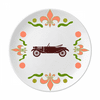 Geometric Classic Cars Brown Outline Flower Ceramics Plate Tableware Dinner Dish