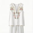 thumbnail image 6 of Holzkary Linen Tops for Women Summer Floral Embroidered Tops Tunic Top Solid Vest Crop Tops Light Weight Shirts Boho Shirts Sleeveless Layering Camisoles CrewNeck Racerback Tops Plus Size Shirts 5XL, 6 of 9