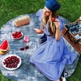 thumbnail image 6 of Blue Round Tablecloth 60 inches Modern Abstract Gradient Blue Geometric Texture Waterproof Oil-Proof Table Cloth Round Table Cover for Holiday Party Picnic Dinner Decor Indoor and Outdoor Use, 6 of 9