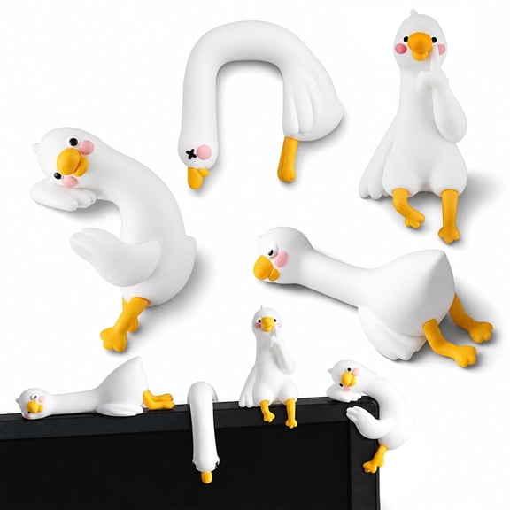 4-Piece Resin Duck Figurines Set, Mini White Goose Statues for Desk, Car Dashboard, Office Decor, Funny Cute Decorative Gift Set