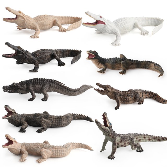 9 piezas de figuras de cocodrilo de animales de vida salvaje, figuras de animales de safari simuladas de plástico, figuras educativas de animales de la selva, modelo de cocodrilo, figuras pa