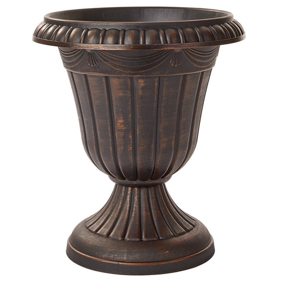 Plastic Urn Planter in White-Gold or Black-Copper