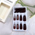 thumbnail image 4 of Uñas postizas Press On LOPMNGHT medianas estilo ballet rojo con rayas, 24 piezas, 4 of 6