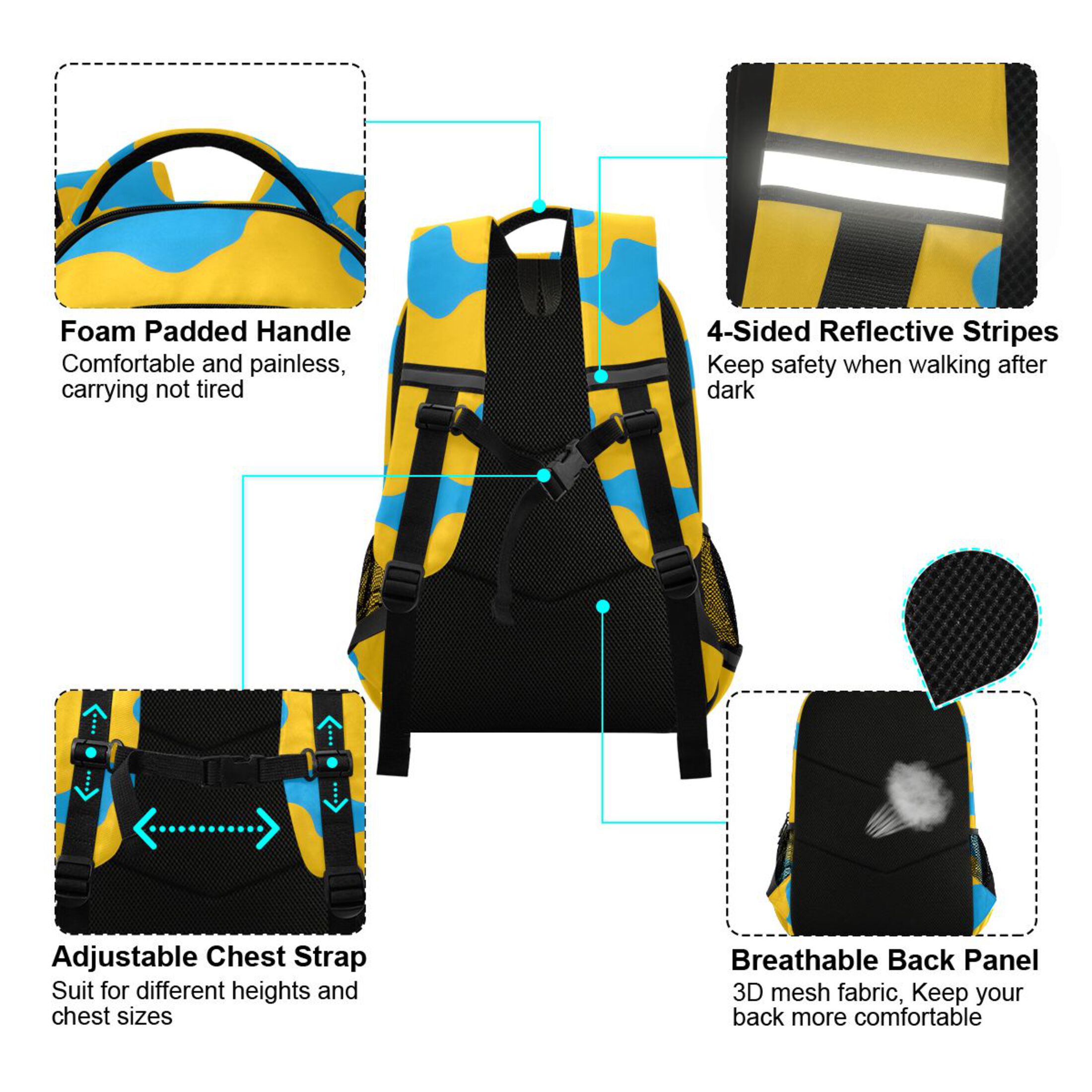 ALAZA Cow Print Backpack Elementary School Bag Bookbag Travel Rucksack