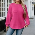 thumbnail image 2 of Plus Size Sweatshirts for Women Waffle Knit Long Sleeve Thermal Round Neck Blouses Solid Trendy Casual Crew Neck Pullover Tops, 2 of 4