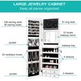 thumbnail image 5 of Giantex LED Strip Jewelry Armoire, Wall/Door Mounted Jewelry Organizer w/Full Length Mirror & Large Storage Space, White, 5 of 8