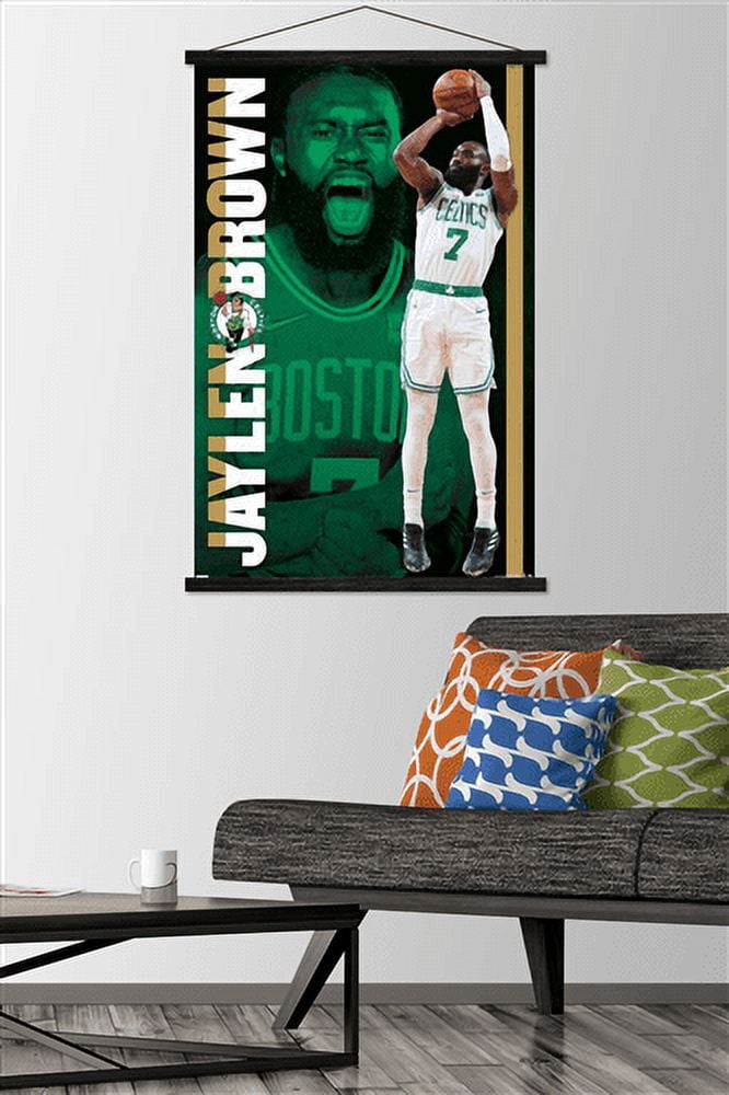 NBA Boston Celtics - Jaylen Brown 21 Wall Poster with Wooden Magnetic Frame, 22.375" x 34"