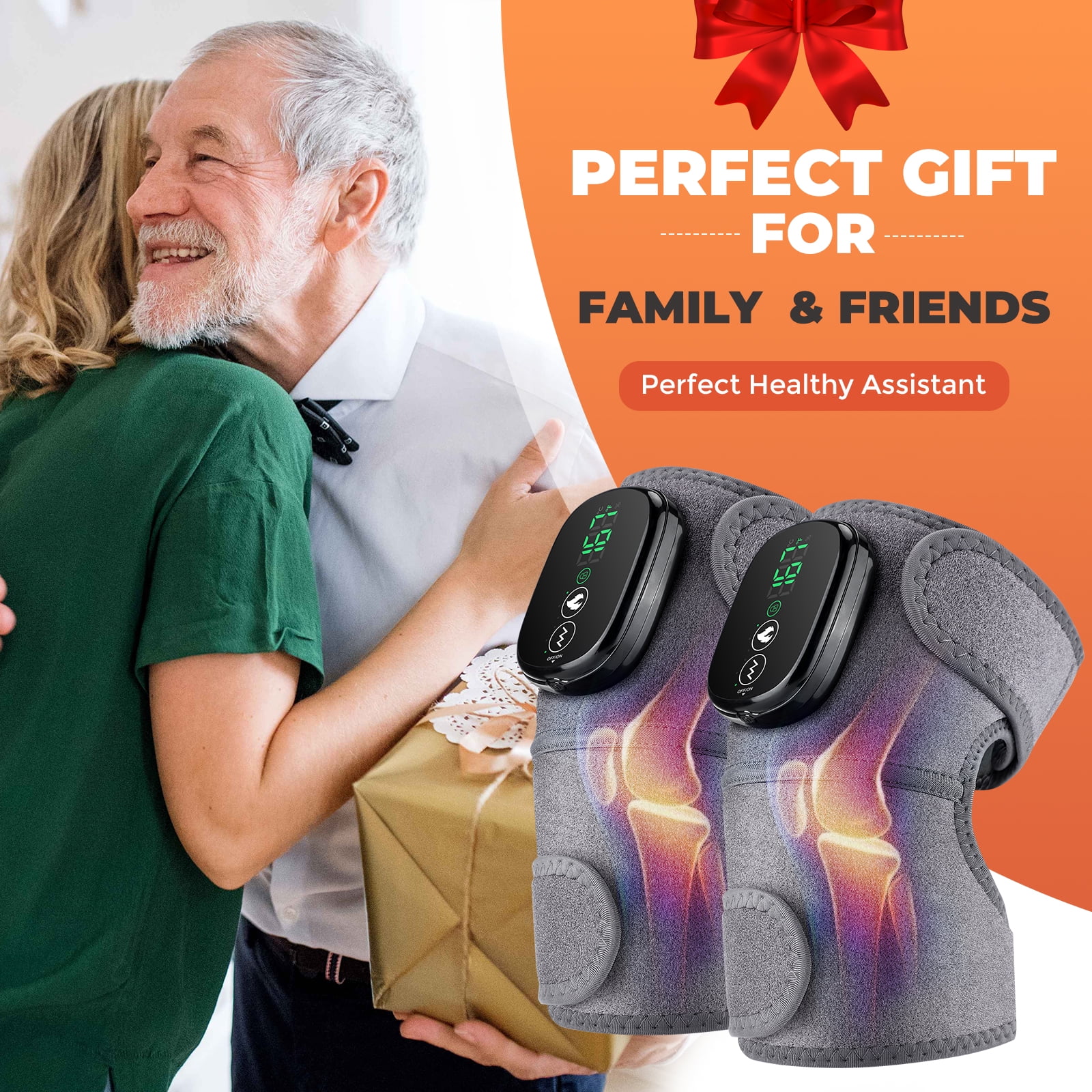 Heated Knee Massager Shoulder Heating Pads Elbow Brace 3 in 1, Cordless Knee Heating Pad, 3 Vibrations Heating Modes, Heating Knee Warmers Wrap for Knee Elbow Shoulder Stress Relief(2PCS)