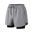 thumbnail image 3 of FRSASU Men's 2 in 1 Running Shorts Workout Basketball Short Swimming Trunks with Compression Liner Gray, 3 of 6