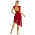 thumbnail image 2 of Jowowha Women's Lyrical Dance Costume High Low Rhinestone Modern Contemporary Dance Dress Burgundy XXL, 2 of 7