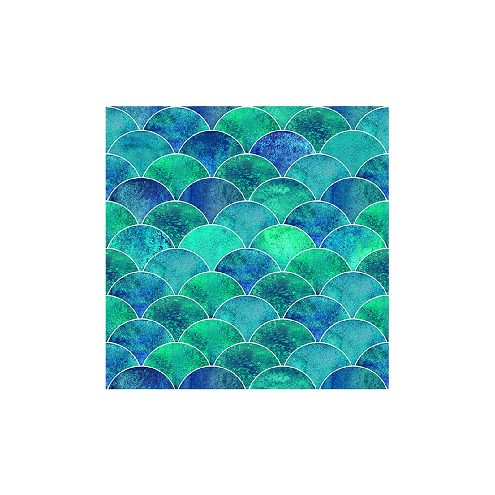 Herrnalise Tile Wall Decals Blue Hyunchae Fish Scale Stickers DIY Removable Waterproof Self