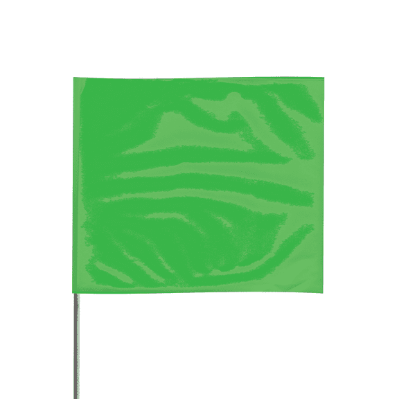 Presco Steel Wire Staff Marking Flags [2.5 in. x 3 in. Flag]: 15 in. Steel Wire / (Neon Green)  [12 flags/pack]