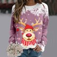 thumbnail image 2 of WEAIXIMIUNG Sweat à Demi-Zip pour Femmes, Chandails de Noël pour Femmes, Mode, Manches Longues, Col Rond, Mignon Renne, Graphique, Chemises de Noël (3), 2 of 4