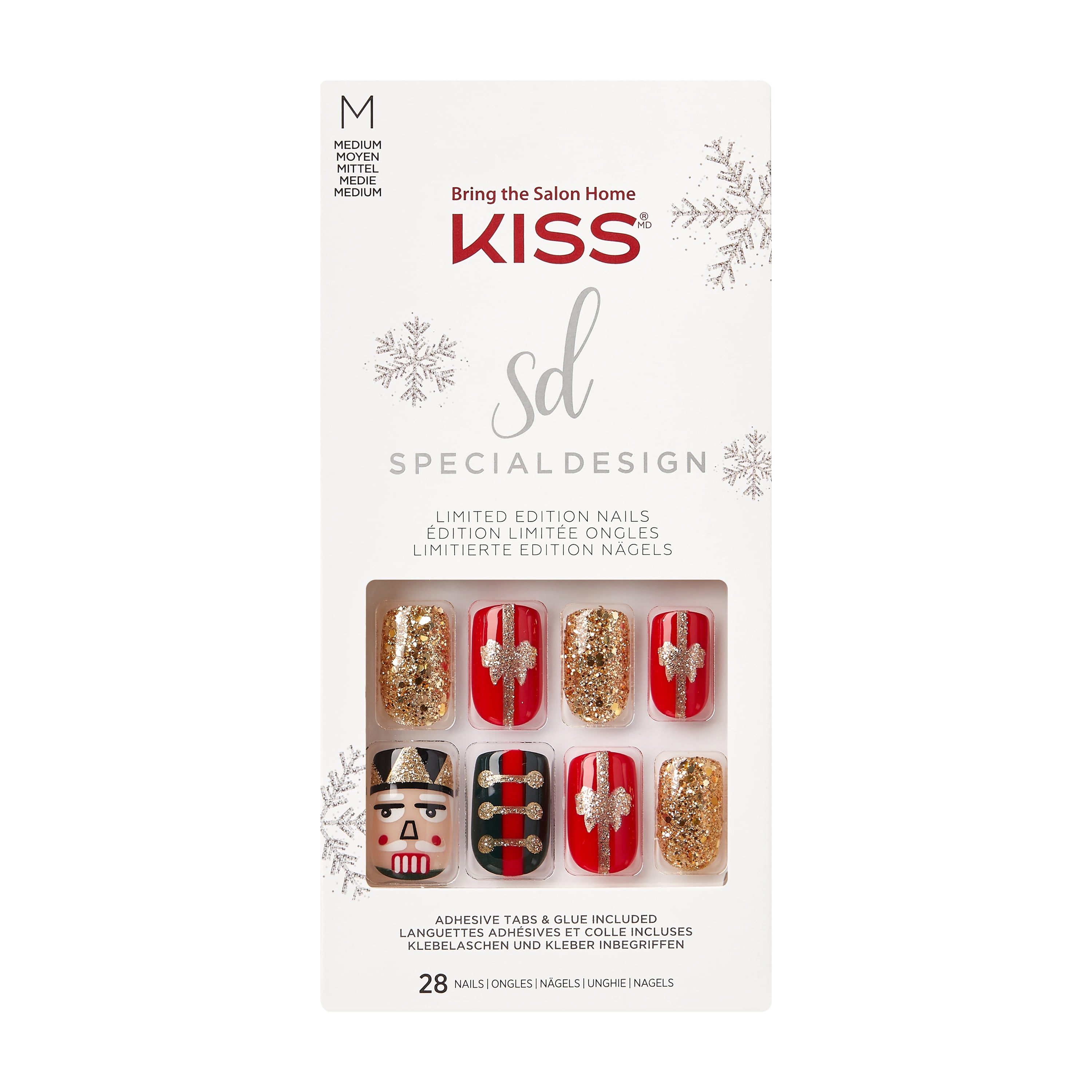 KISS USA Special Design Holiday Limited Edition Fake Nails, Candle and Blanket, 28 Count